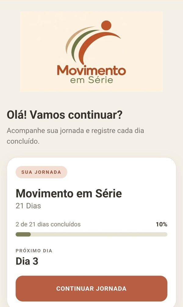 Tela inicial do app de acompanhamento mostrando 2 de 21 dias concluídos